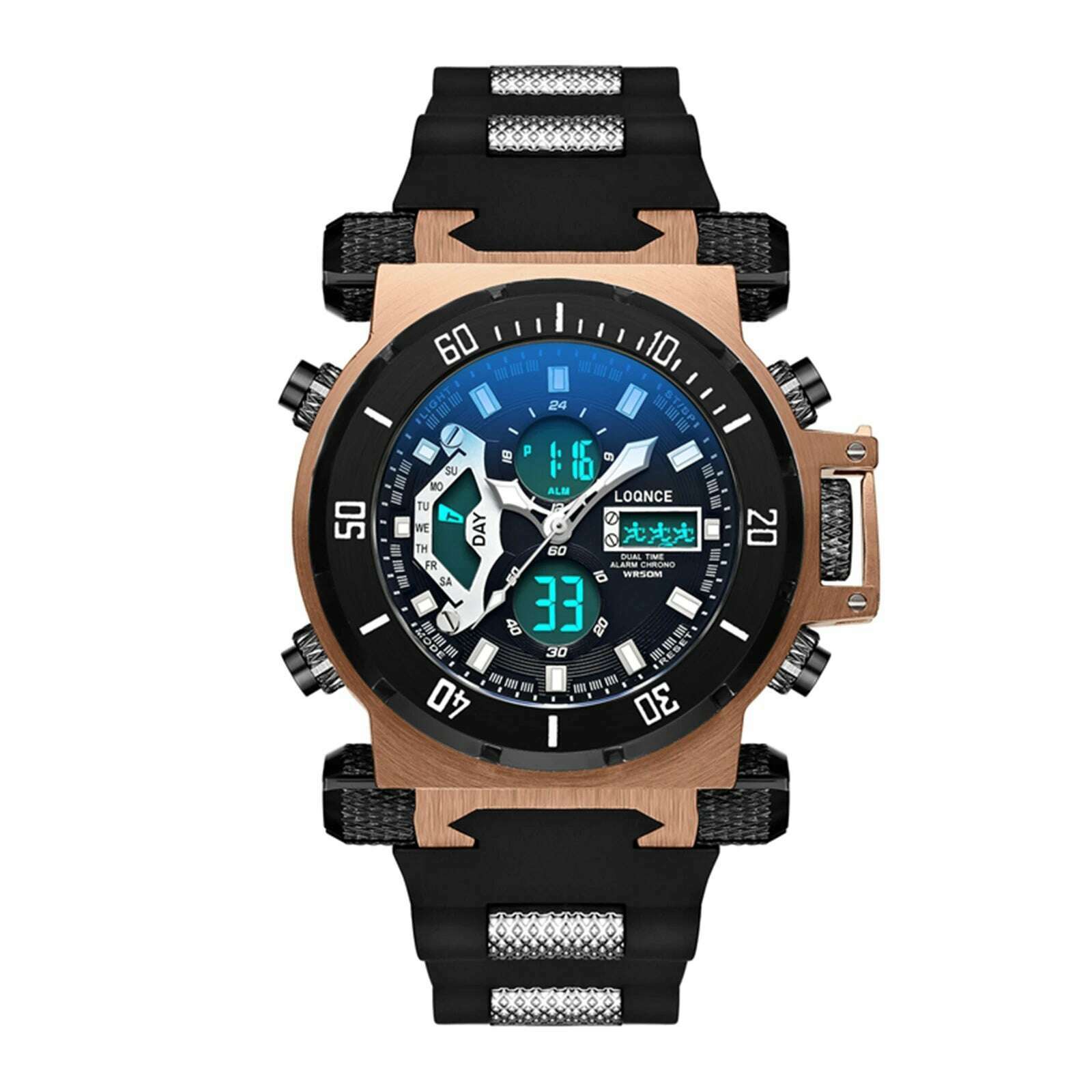 KIMLUD, LOQNCE S8022 New Men's Watch Quartz Electronic Dual Movement Alarm Clock Calendar Week Multifunctional Waterproof Men's Watch, KIMLUD Womens Clothes