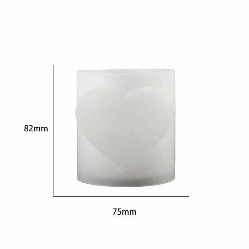 Love Heart Concrete Candle Cup Jar Molds Valentines Gift Round Cement Clay Flowerpot Plaster Gypsum Pen Holder Epoxy Mould, Love, KIMLUD Women's Clothes