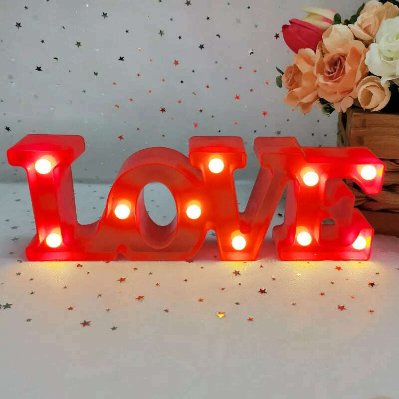 KIMLUD, Love Heart LED Letter Lamp Wedding Romantic Red Pink Night Light Ornament Birthday Christmas Home Decoration Valentines Day Gift, B01, KIMLUD Womens Clothes