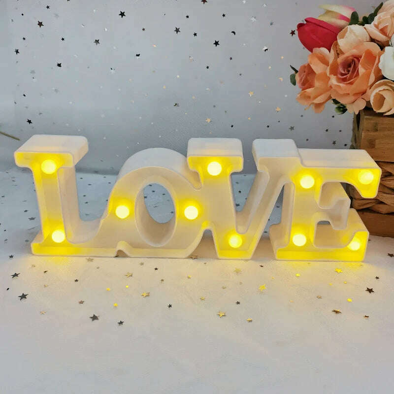 KIMLUD, Love Heart LED Letter Lamp Wedding Romantic Red Pink Night Light Ornament Birthday Christmas Home Decoration Valentines Day Gift, KIMLUD Womens Clothes