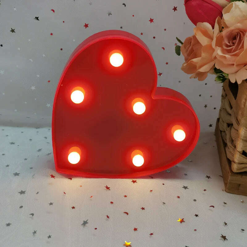Love Heart LED Letter Lamp Wedding Romantic Red Pink Night Light Ornament Birthday Christmas Home Decoration Valentines Day Gift, B04, KIMLUD Women's Clothes