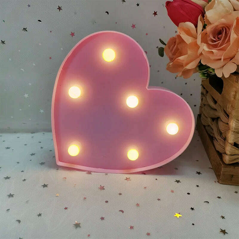 Love Heart LED Letter Lamp Wedding Romantic Red Pink Night Light Ornament Birthday Christmas Home Decoration Valentines Day Gift, B06, KIMLUD Women's Clothes