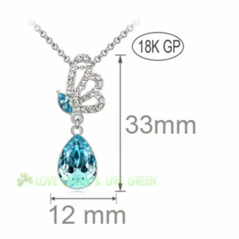 KIMLUD, Lovely gift Jewelry set quality hot popular Austrian Crystal Butterfly Pendant women Necklace Earrings accessories, KIMLUD Womens Clothes