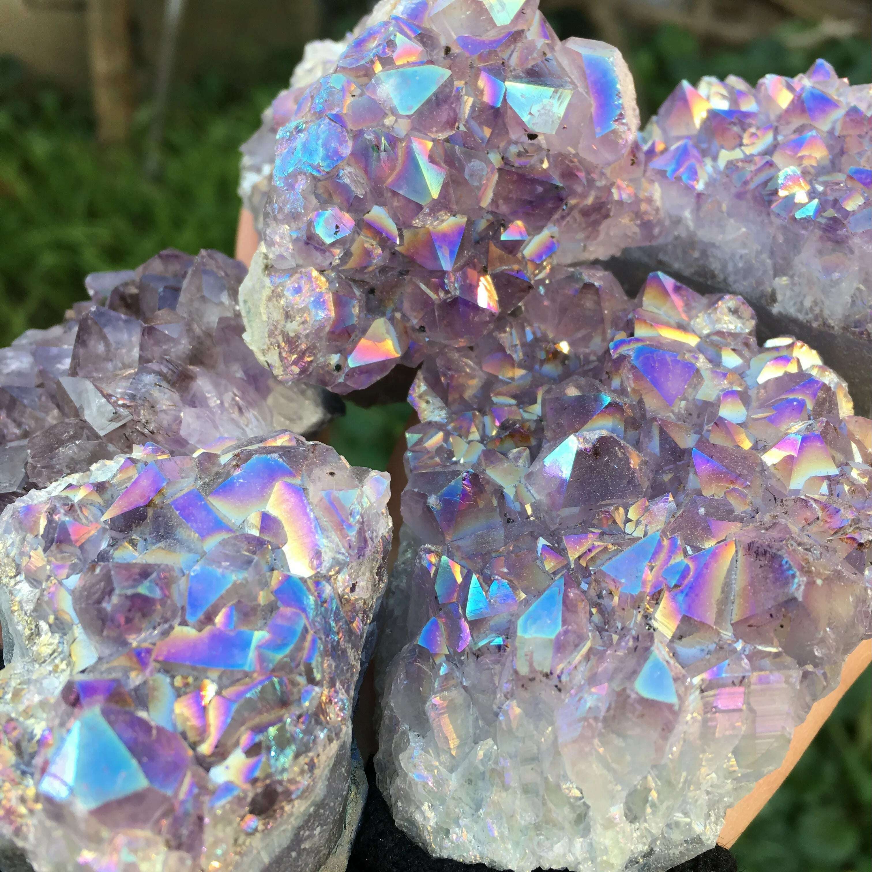 KIMLUD, lovely rainbow angel aura crazy amethyst clusters natural quartz crystal rough lealing stone for children gifts, Default Title, KIMLUD APPAREL - Womens Clothes