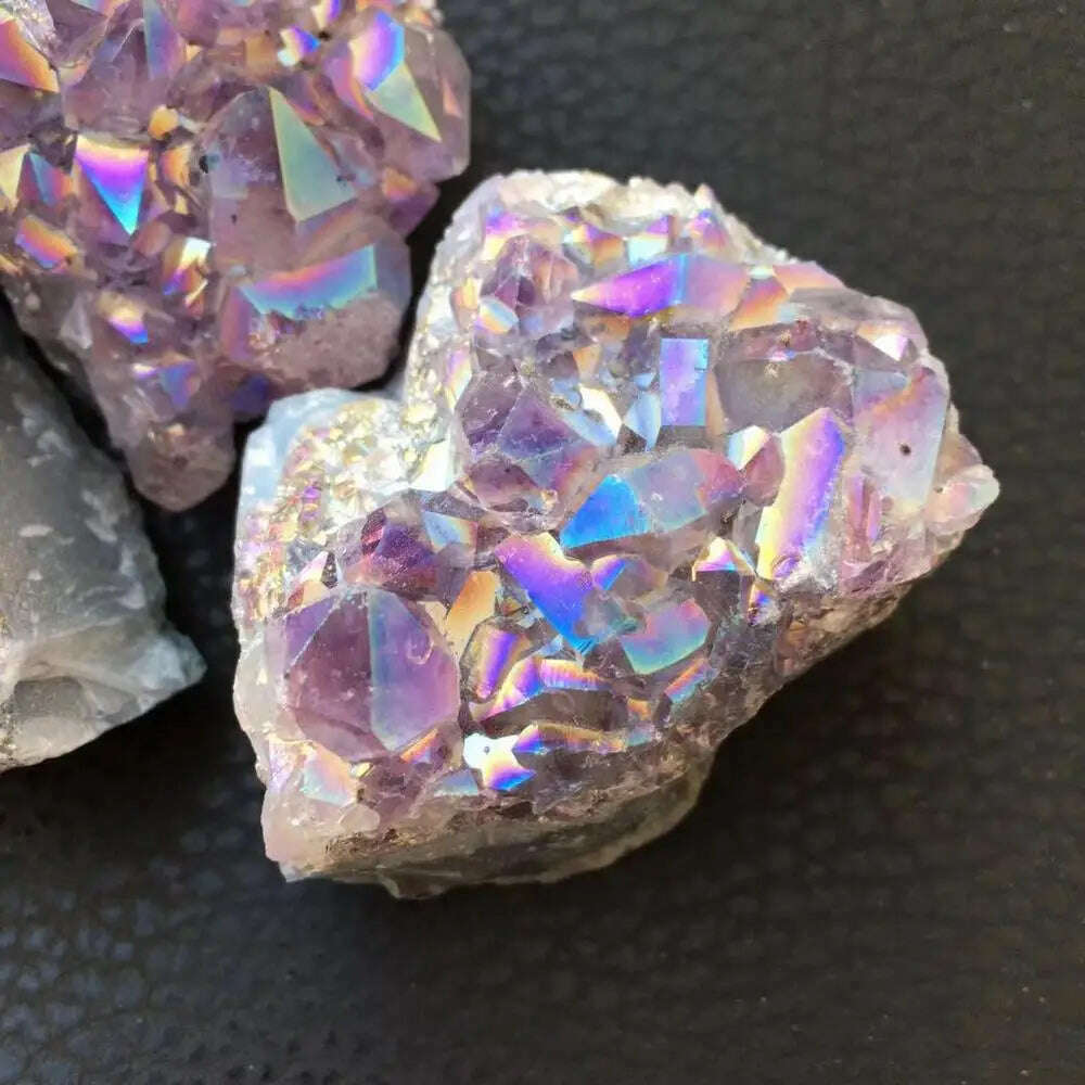 KIMLUD, lovely rainbow angel aura crazy amethyst clusters natural quartz crystal rough lealing stone for children gifts, KIMLUD Womens Clothes
