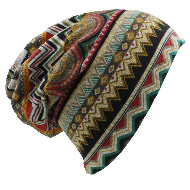 KIMLUD, LOVINGSHA Autumn Winter Skullies Beanies Vintage Design Dual-use Women Hats For Ladies Thin Girl Fashion Feminino Scarf HT069, KIMLUD Women's Clothes