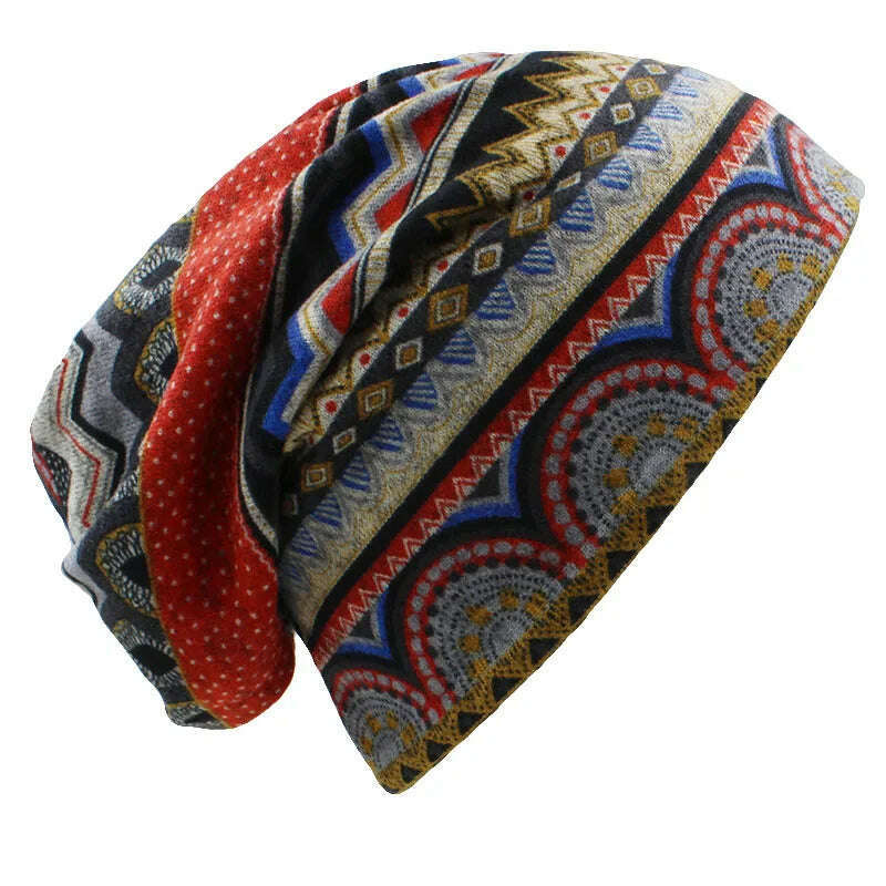 KIMLUD, LOVINGSHA Autumn Winter Skullies Beanies Vintage Design Dual-use Women Hats For Ladies Thin Girl Fashion Feminino Scarf HT069, Red / China, KIMLUD Women's Clothes