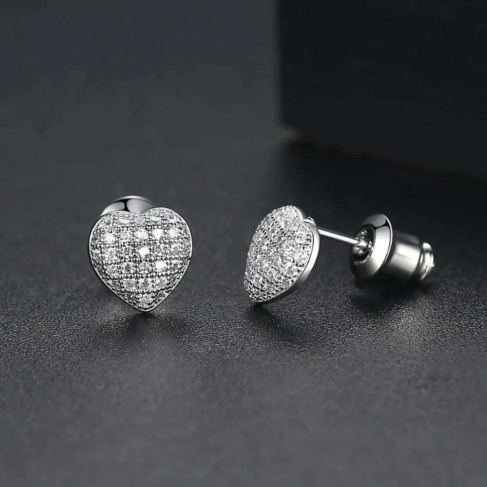 KIMLUD, LUOTEEMI Lovely Small Heart Stud Earrings for Women Girls Dating Shiny Cubic Zircon Fashion Jewelry Friend Tiny Christmas Gifts, KIMLUD Womens Clothes