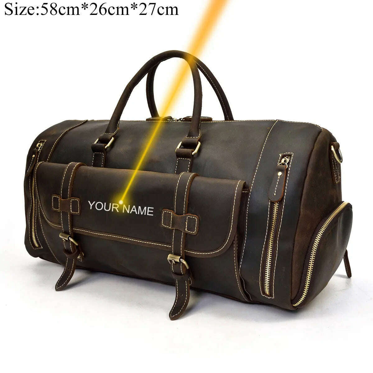 Luufan Genuine Leather Men's Travel Bag With Shoe Pocket Retro Crazy Horse Leather Big Capacity Luggag Bag Business Trip Handbag - KIMLUD