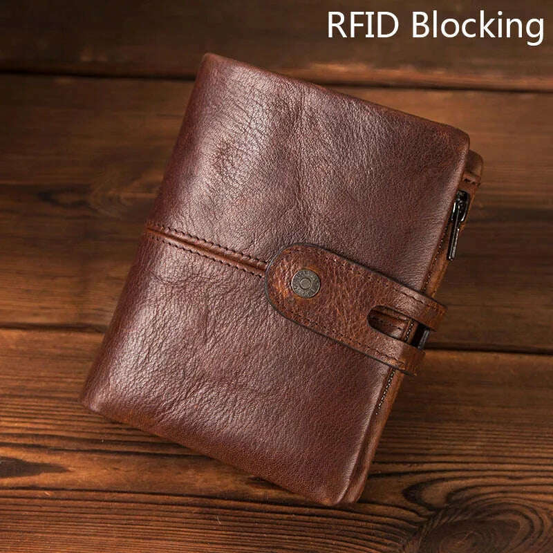 KIMLUD, Luufan RFID Blocking Men Wallets Crazy Horse Leather Short Coin Purse Hasp Design Wallet Cow Leather Clutch Wallets Carteiras, KIMLUD Womens Clothes