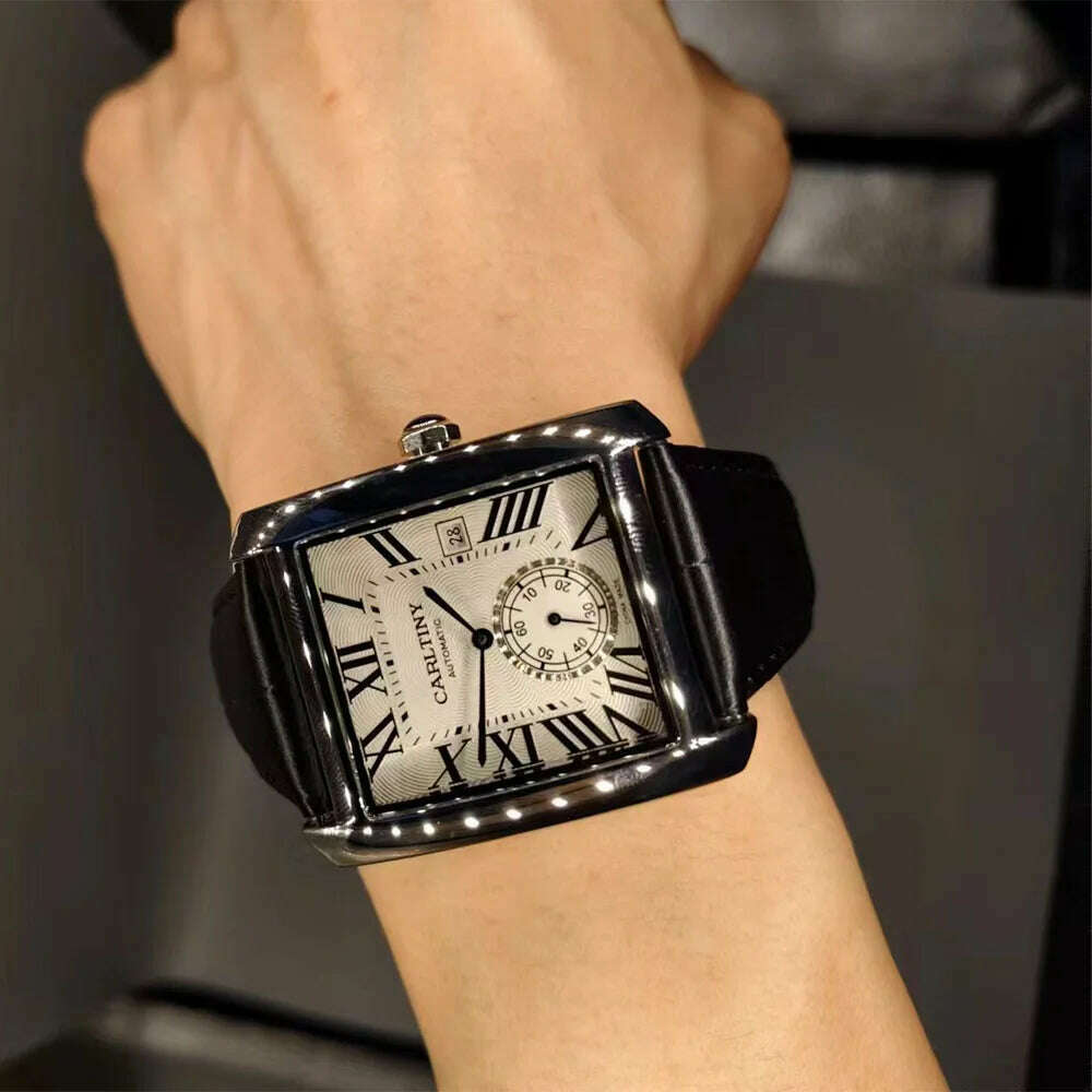 KIMLUD, Luxury Automatic Watch Men Mechanical Wristwatches Top Brand Dress Watches Square Stainless Steel Waterproof Clock CARLTINY 2023, KIMLUD Womens Clothes