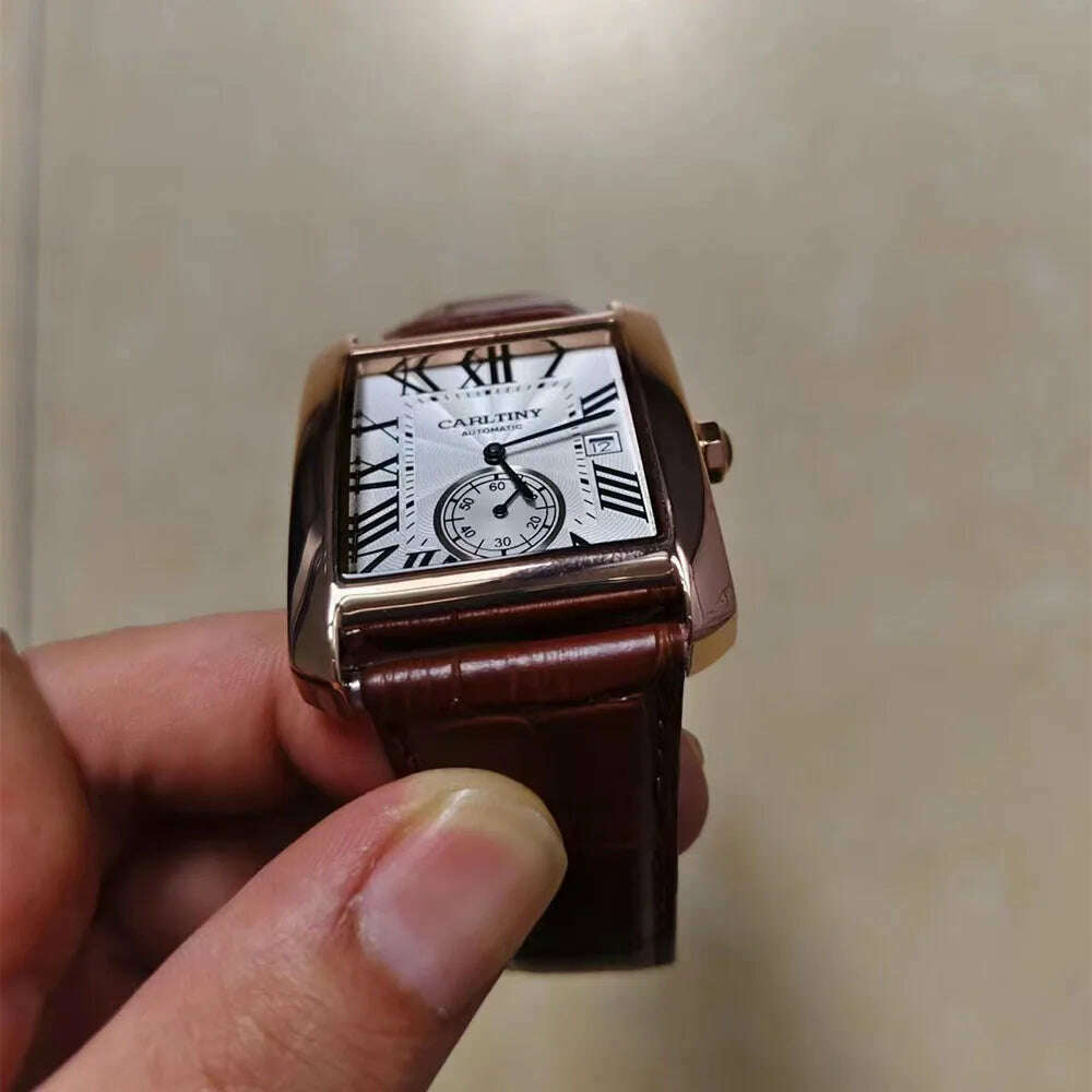 KIMLUD, Luxury Automatic Watch Men Mechanical Wristwatches Top Brand Dress Watches Square Stainless Steel Waterproof Clock CARLTINY 2023, KIMLUD Womens Clothes