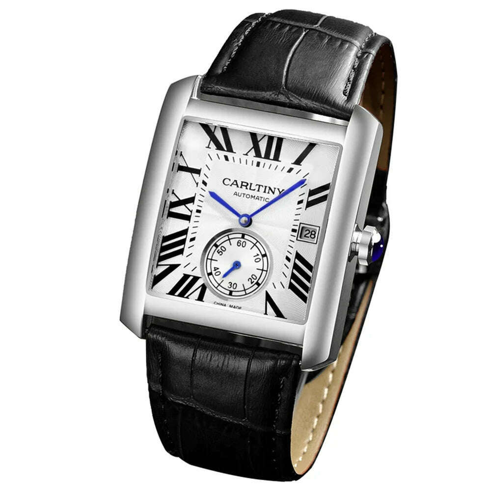 KIMLUD, Luxury Automatic Watch Men Mechanical Wristwatches Top Brand Dress Watches Square Stainless Steel Waterproof Clock CARLTINY 2023, C1, KIMLUD APPAREL - Womens Clothes