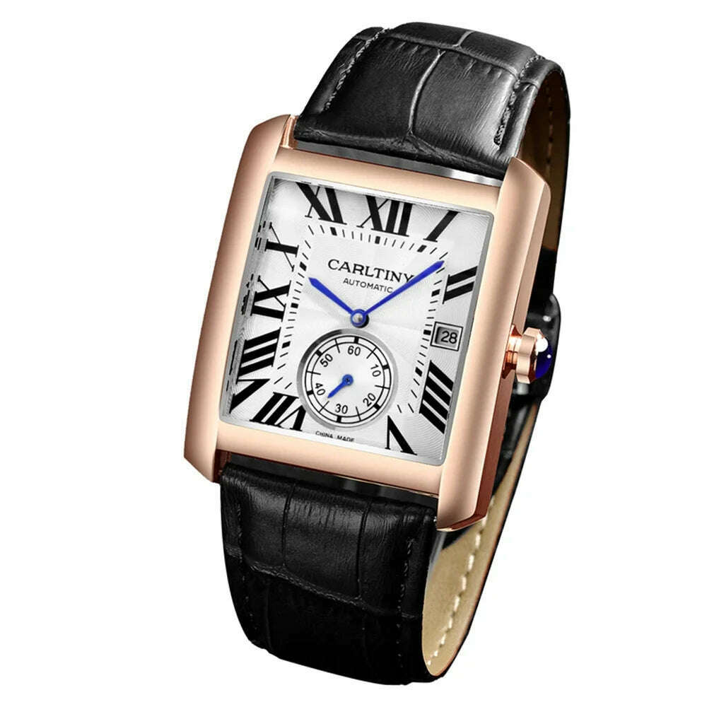 KIMLUD, Luxury Automatic Watch Men Mechanical Wristwatches Top Brand Dress Watches Square Stainless Steel Waterproof Clock CARLTINY 2023, C5, KIMLUD APPAREL - Womens Clothes