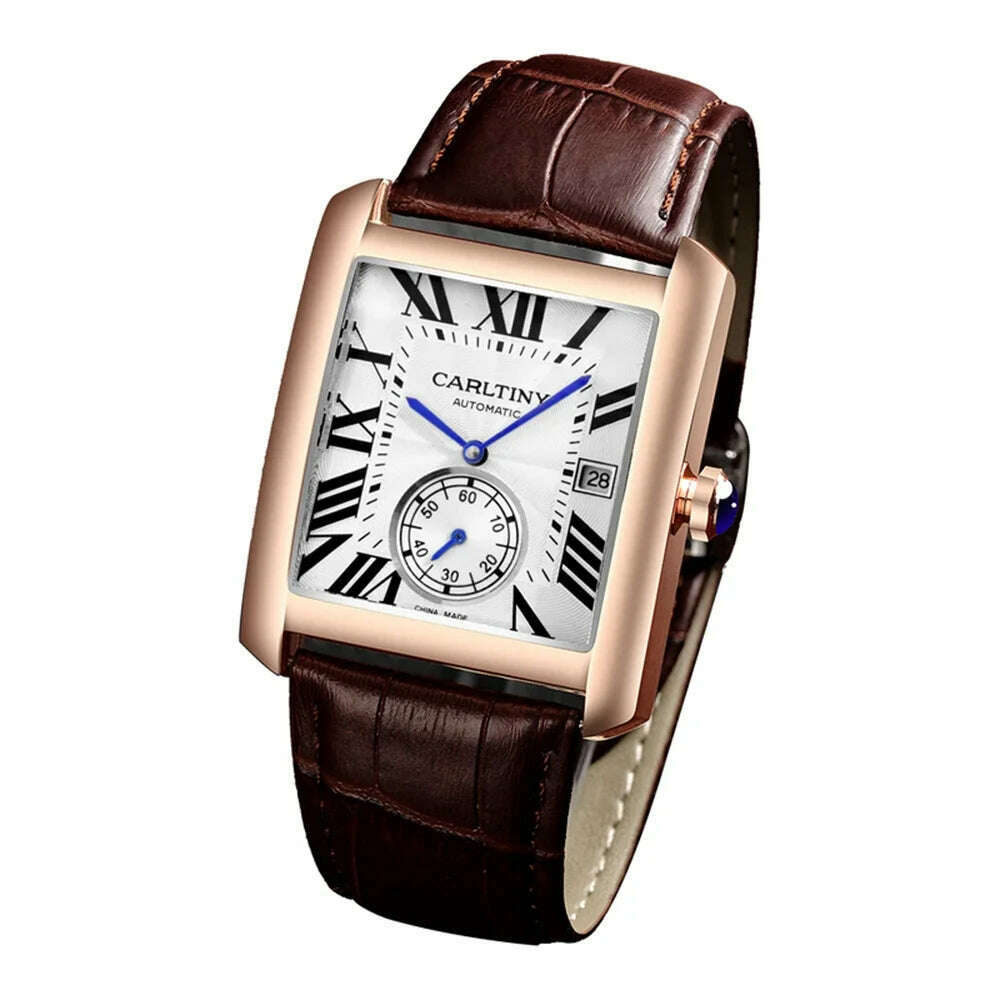 KIMLUD, Luxury Automatic Watch Men Mechanical Wristwatches Top Brand Dress Watches Square Stainless Steel Waterproof Clock CARLTINY 2023, C4, KIMLUD APPAREL - Womens Clothes