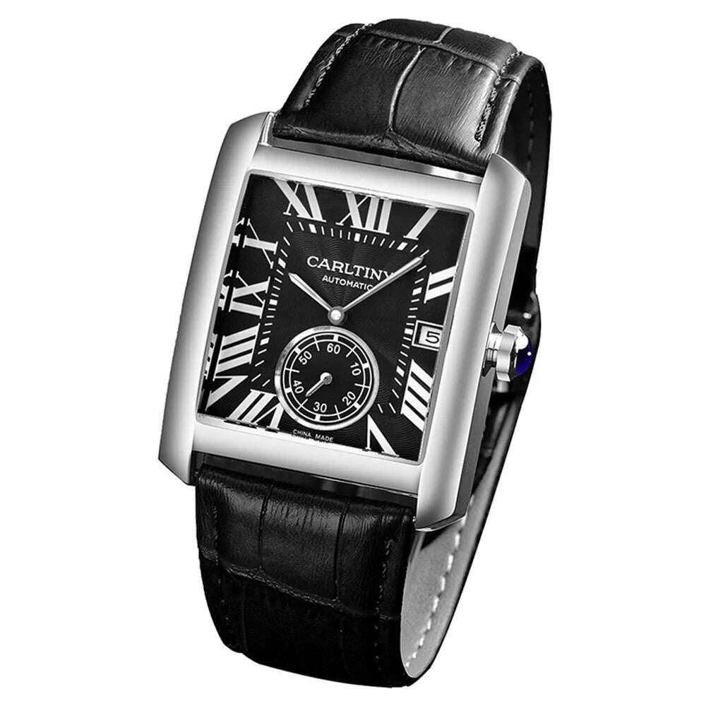 KIMLUD, Luxury Automatic Watch Men Mechanical Wristwatches Top Brand Dress Watches Square Stainless Steel Waterproof Clock CARLTINY 2023, C3, KIMLUD APPAREL - Womens Clothes