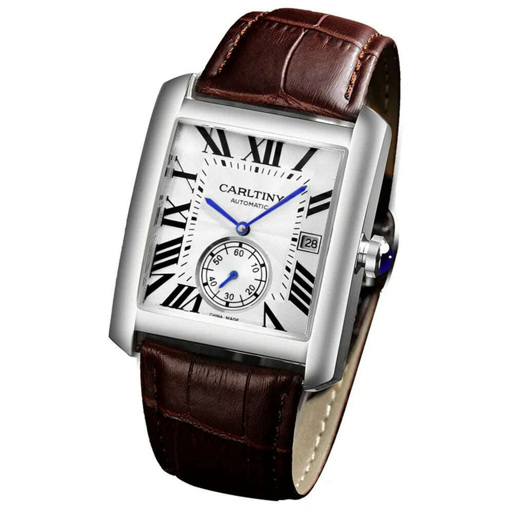 KIMLUD, Luxury Automatic Watch Men Mechanical Wristwatches Top Brand Dress Watches Square Stainless Steel Waterproof Clock CARLTINY 2023, C2, KIMLUD APPAREL - Womens Clothes