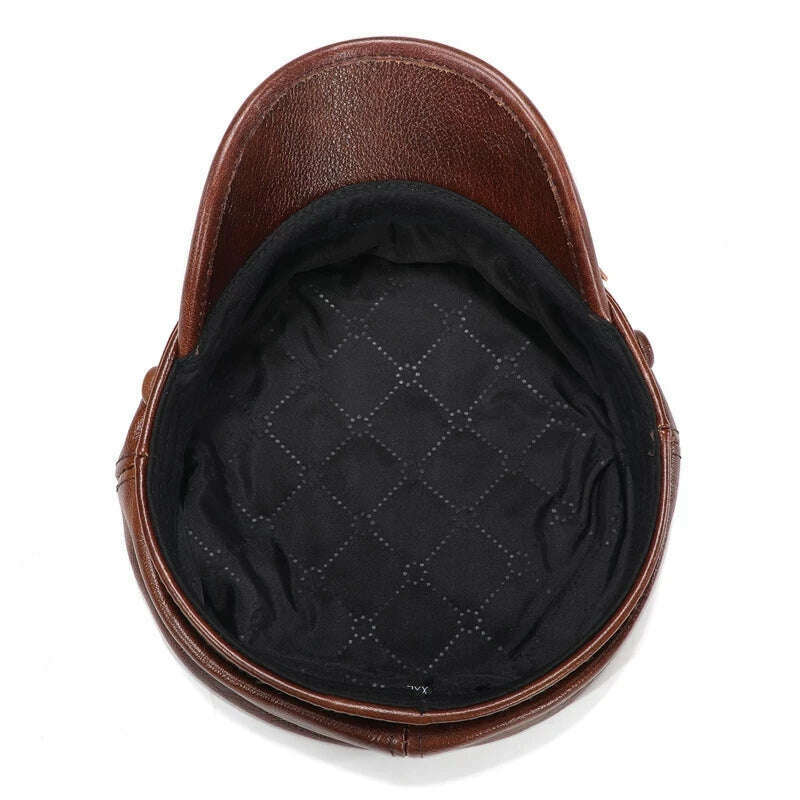 Luxury Brand Hat Women Men Military Caps Black Real Leather studentsr Hats Flat Female Adjustable Autumn Winter Captain Caps - KIMLUD