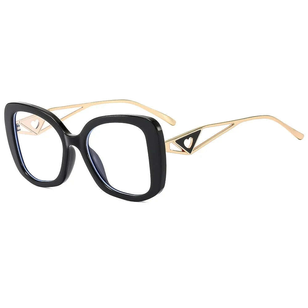 Luxury Brand Oversized Square Reading Glasses Women Triangle heart Temple Eyeglasses Blue Light Blocking Clear Computer Glasses