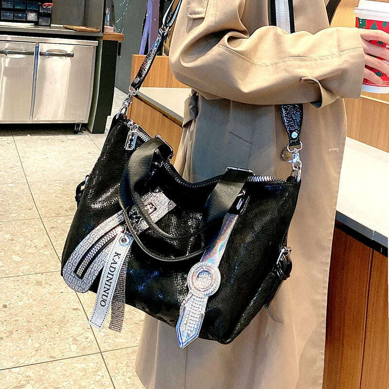 KIMLUD, Luxury Brand Rhinestone Women Handbags 2021 Fashion Leather Designer Crossbody Bags Female High Capacity Shoulder Bag Sac A Main, KIMLUD Womens Clothes