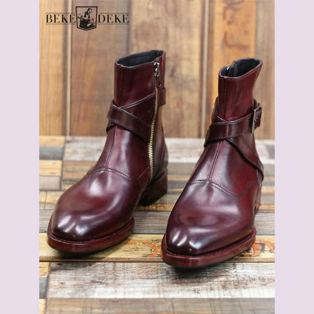 KIMLUD, Luxury Business Men Pointed Toe Cowhide Genuine Leather Work Boots Motorcycle Riding Ankle Boots Safety Shoes Customized 15 Days, KIMLUD Womens Clothes