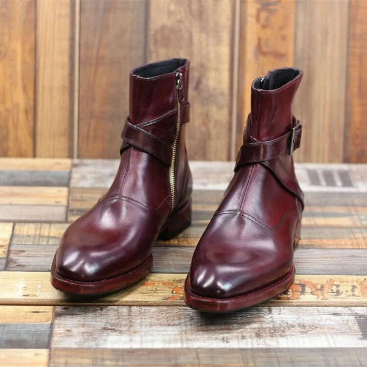 KIMLUD, Luxury Business Men Pointed Toe Cowhide Genuine Leather Work Boots Motorcycle Riding Ankle Boots Safety Shoes Customized 15 Days, KIMLUD Womens Clothes