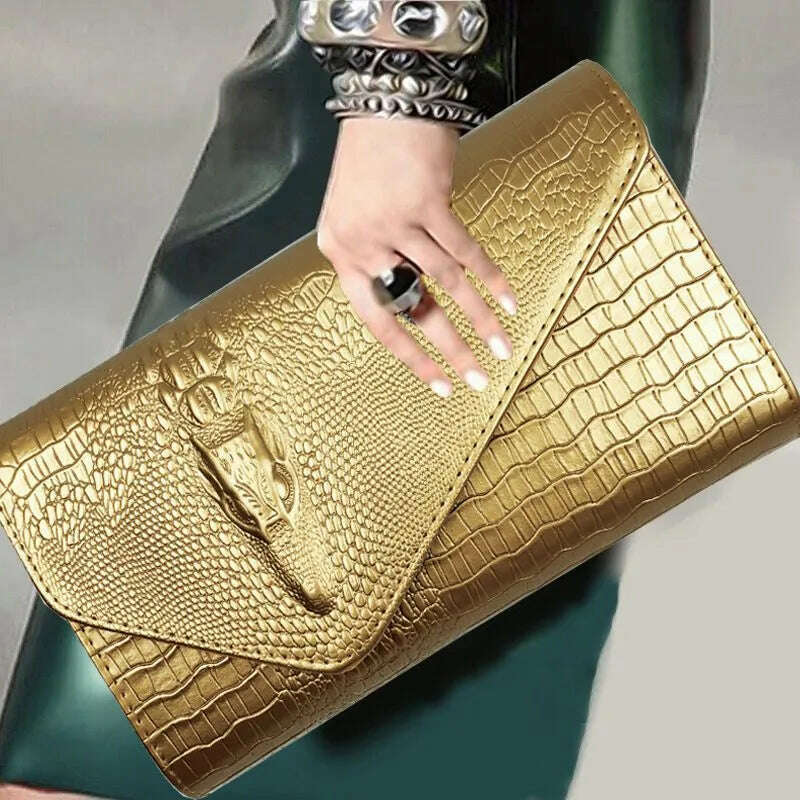 KIMLUD, Luxury Crocodile Bags Women Leather Chain Crossbody Bags For Women New 2023 Brand Handbags Shoulder Bags Messenger Female Clutch, KIMLUD Womens Clothes