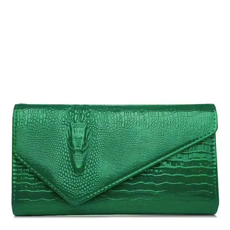 KIMLUD, Luxury Crocodile Bags Women Leather Chain Crossbody Bags For Women New 2023 Brand Handbags Shoulder Bags Messenger Female Clutch, green, KIMLUD Womens Clothes
