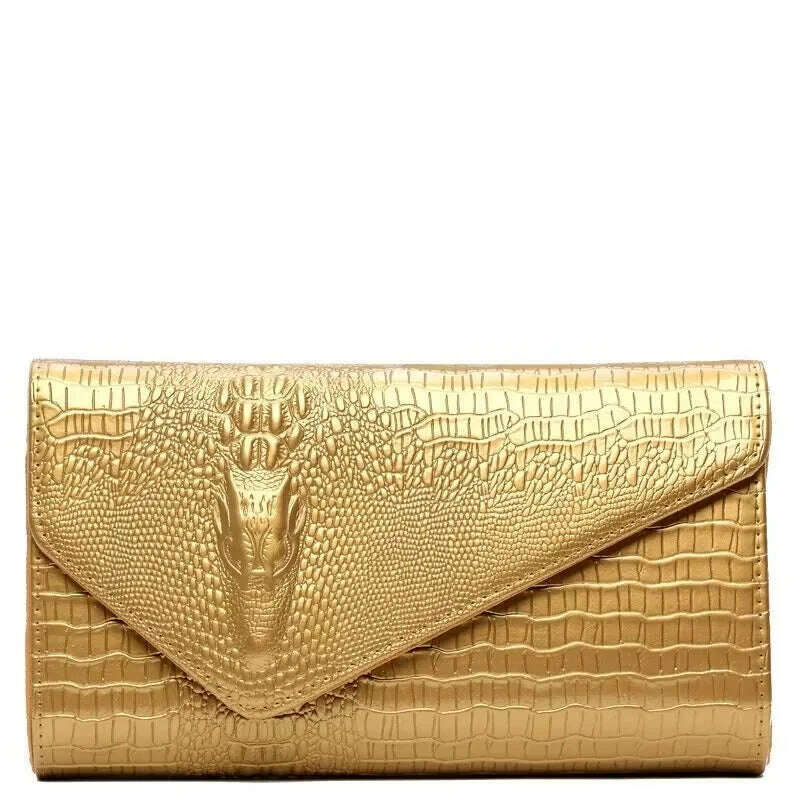 KIMLUD, Luxury Crocodile Bags Women Leather Chain Crossbody Bags For Women New 2023 Brand Handbags Shoulder Bags Messenger Female Clutch, golden, KIMLUD Womens Clothes