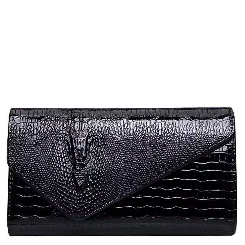 KIMLUD, Luxury Crocodile Bags Women Leather Chain Crossbody Bags For Women New 2023 Brand Handbags Shoulder Bags Messenger Female Clutch, black, KIMLUD Womens Clothes