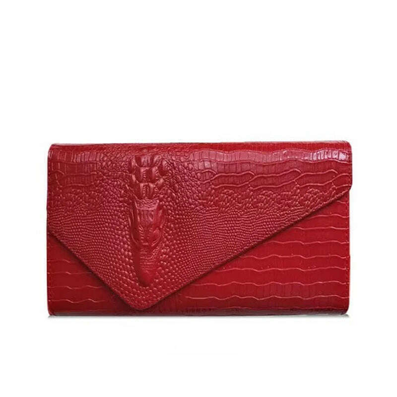 KIMLUD, Luxury Crocodile Bags Women Leather Chain Crossbody Bags For Women New 2023 Brand Handbags Shoulder Bags Messenger Female Clutch, red, KIMLUD Womens Clothes