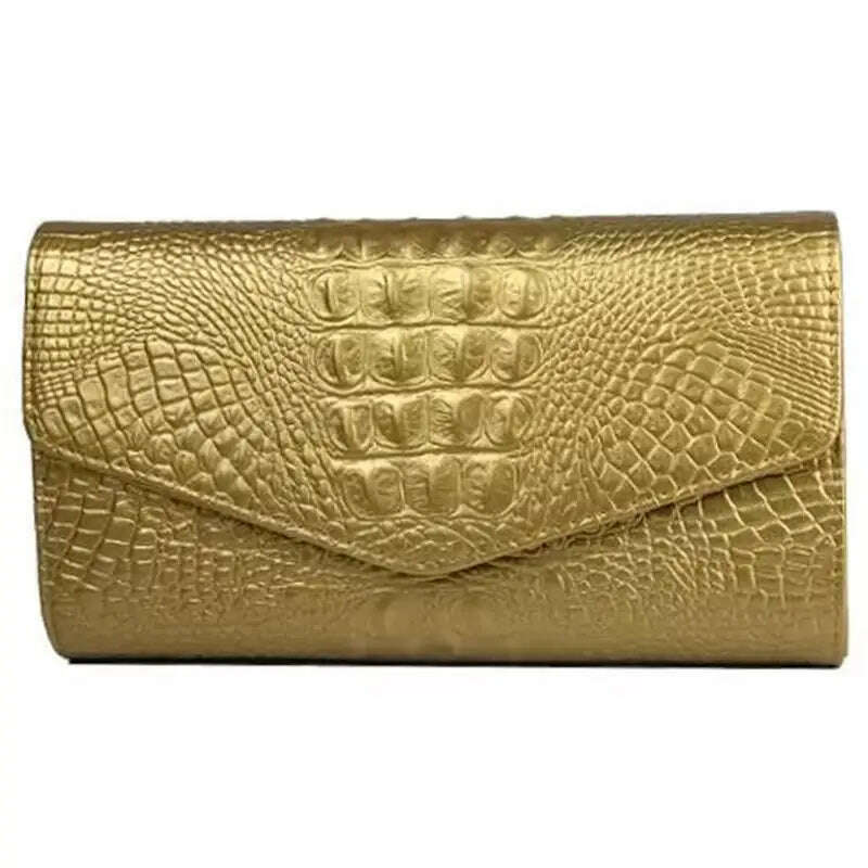 KIMLUD, Luxury Crocodile Bags Women Leather Chain Crossbody Bags For Women New 2023 Brand Handbags Shoulder Bags Messenger Female Clutch, golden 1, KIMLUD Womens Clothes