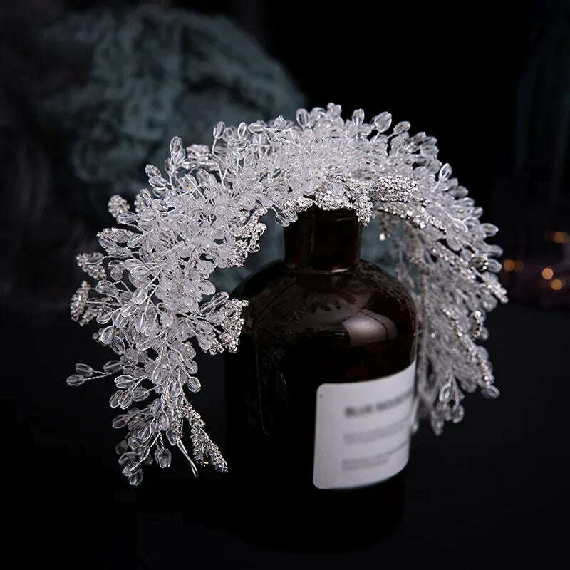 KIMLUD, Luxury Crystal Beads Floral Wedding Headbands Bridal Hair Accessories Rhinestone Crown Hairband Bride Tiaras Handmade Headpiece, Default Title, KIMLUD APPAREL - Womens Clothes