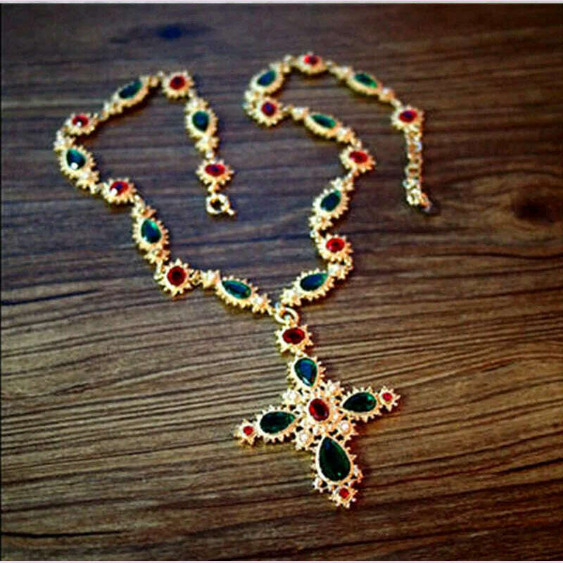 KIMLUD, Luxury Crystal Statement Choker  Cross  Necklaces for Women Accossery Party Jewelry, KIMLUD Womens Clothes