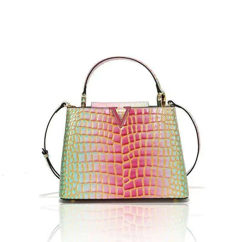 KIMLUD, Luxury Designer Brand bolsa feminina 2023 New High-quality сумка Leather Crocodile Print Shoulder Handbags for Women 가방 Hot Sell, T-101 Red, KIMLUD Women's Clothes