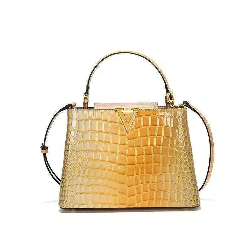 KIMLUD, Luxury Designer Brand bolsa feminina 2023 New High-quality сумка Leather Crocodile Print Shoulder Handbags for Women 가방 Hot Sell, T-101 Gold, KIMLUD Women's Clothes