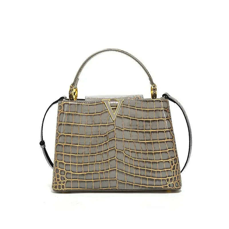 KIMLUD, Luxury Designer Brand bolsa feminina 2023 New High-quality сумка Leather Crocodile Print Shoulder Handbags for Women 가방 Hot Sell, T-101 Grey, KIMLUD Women's Clothes