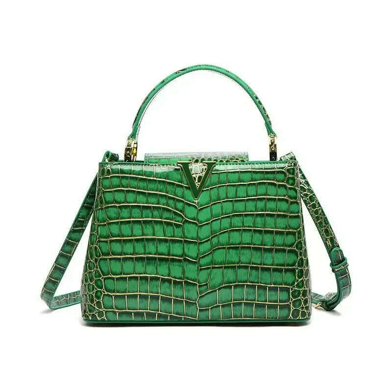 KIMLUD, Luxury Designer Brand bolsa feminina 2023 New High-quality сумка Leather Crocodile Print Shoulder Handbags for Women 가방 Hot Sell, T-101 Green, KIMLUD Womens Clothes