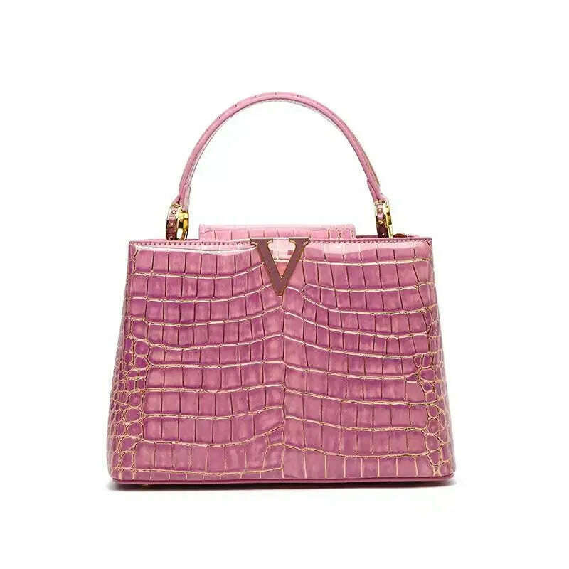KIMLUD, Luxury Designer Brand bolsa feminina 2023 New High-quality сумка Leather Crocodile Print Shoulder Handbags for Women 가방 Hot Sell, T-101 Pink, KIMLUD Women's Clothes