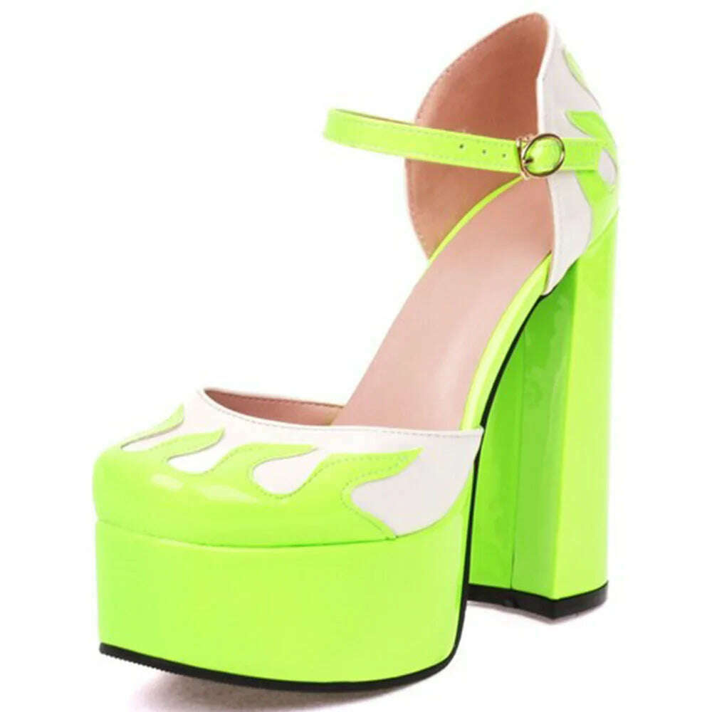 Luxury Designer Marry Janes Pumps For Women Love Heart High Heels Buckle Platform Punk Chunky Pink Wedding Party women&#39;s Shoes - KIMLUD