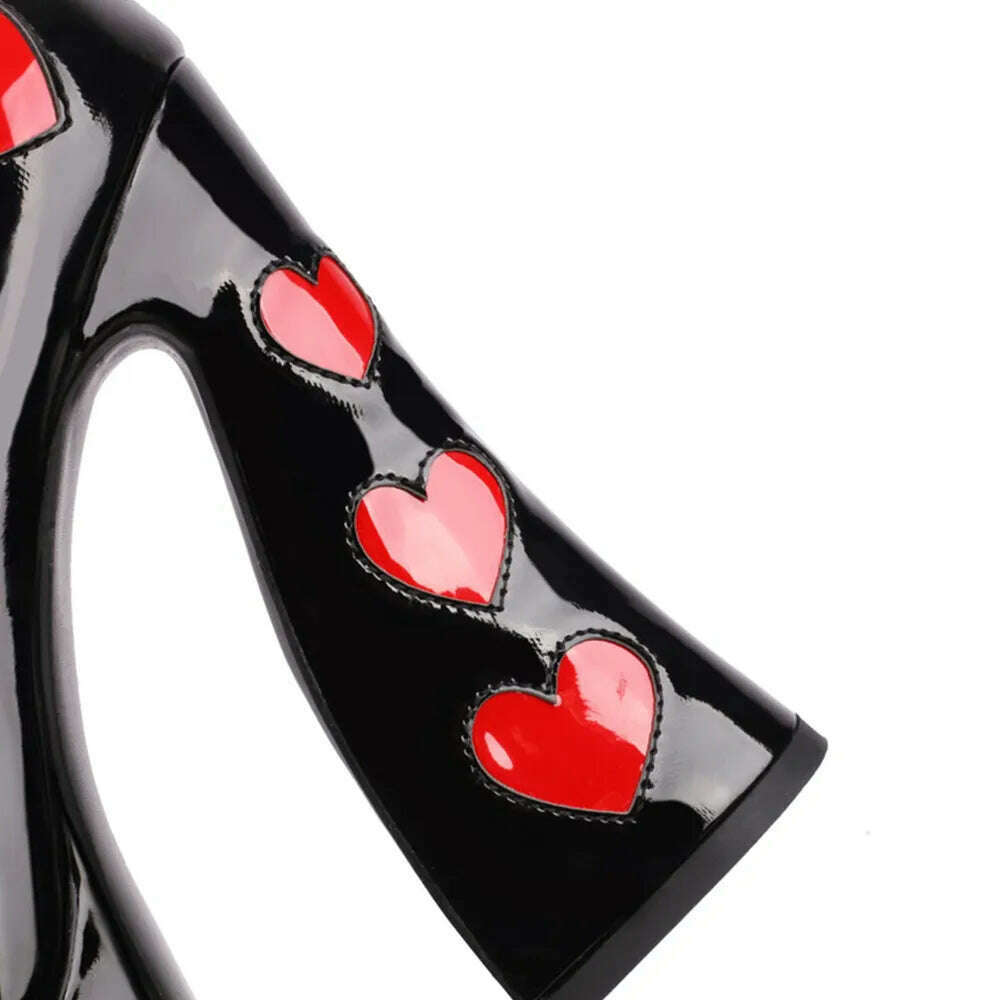 Luxury Designer Marry Janes Pumps For Women Love Heart High Heels Buckle Platform Punk Chunky Pink Wedding Party women&#39;s Shoes - KIMLUD