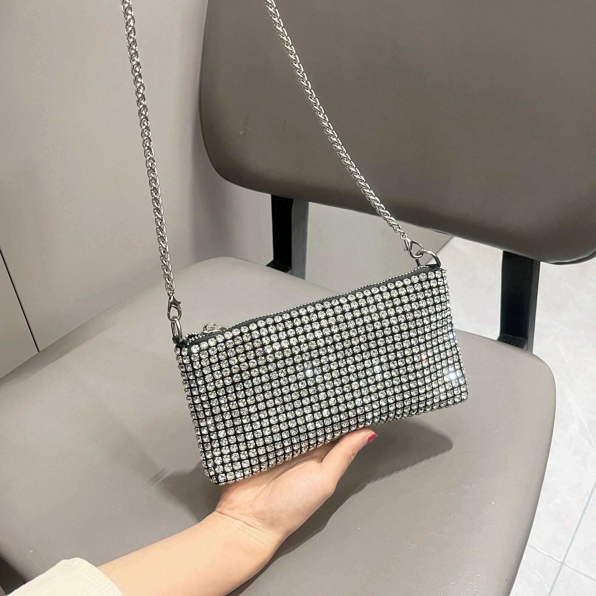 Luxury Designer Rhinestones Clutch Purse Bag for women handle bag Shoulder Bag Purse - KIMLUD