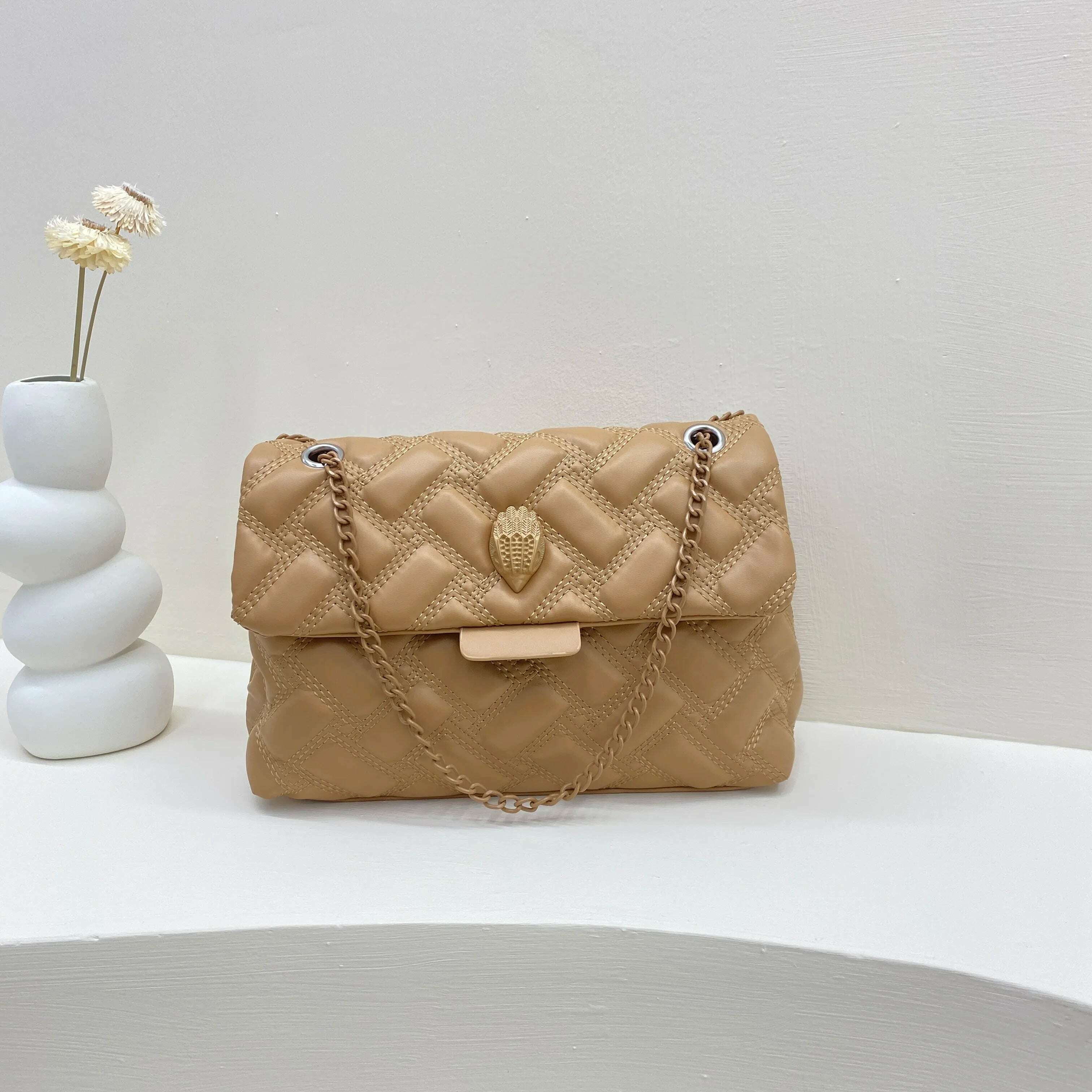 KIMLUD, Luxury Designer Shoulder Bag For Women's Wallets Bag 2023 Trend Rainbow Bag Fashion Retro Women's Handbag Retro Crossbody Bag, Khaki, KIMLUD APPAREL - Womens Clothes