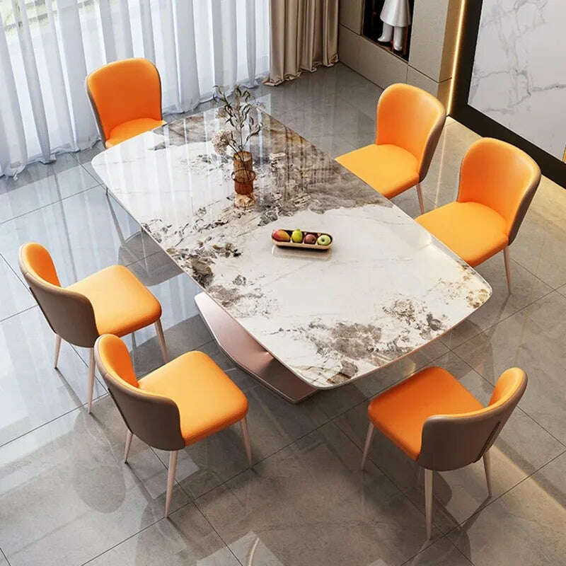 KIMLUD, Luxury Dinning Table Kitchen Marble Balcony Dinner Dinner Table Coffee Mesa Lateral Comedor Dining Room Table And Chairs Set, KIMLUD Women's Clothes