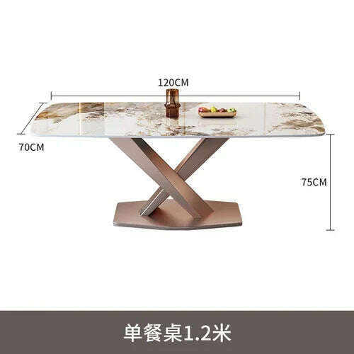 KIMLUD, Luxury Dinning Table Kitchen Marble Balcony Dinner Dinner Table Coffee Mesa Lateral Comedor Dining Room Table And Chairs Set, 120X70X75cm, KIMLUD Women's Clothes