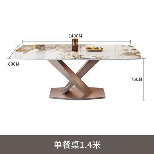 KIMLUD, Luxury Dinning Table Kitchen Marble Balcony Dinner Dinner Table Coffee Mesa Lateral Comedor Dining Room Table And Chairs Set, 140X80X75cm, KIMLUD Women's Clothes