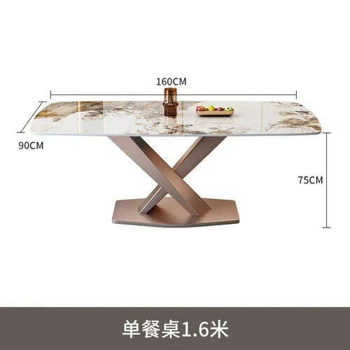 KIMLUD, Luxury Dinning Table Kitchen Marble Balcony Dinner Dinner Table Coffee Mesa Lateral Comedor Dining Room Table And Chairs Set, 160X90X75cm, KIMLUD Women's Clothes
