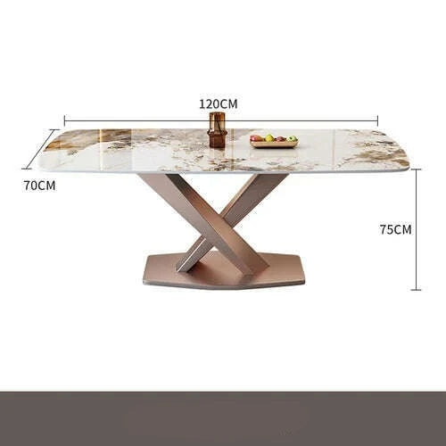 KIMLUD, Luxury Dinning Table Modern Marble Balcony Dinner Kitchen Table Coffee Mesa Lateral Muebles Dining Room Table And Chairs Set, 120X70X75cm, KIMLUD Womens Clothes