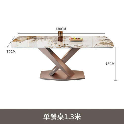 KIMLUD, Luxury Dinning Table Modern Marble Balcony Dinner Kitchen Table Coffee Mesa Lateral Muebles Dining Room Table And Chairs Set, 130X70X75cm, KIMLUD Women's Clothes