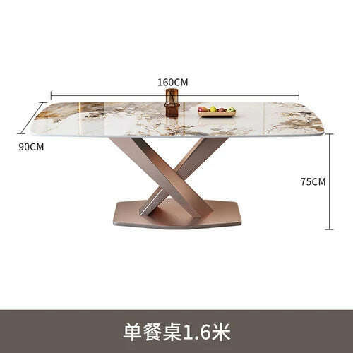 KIMLUD, Luxury Dinning Table Modern Marble Balcony Dinner Kitchen Table Coffee Mesa Lateral Muebles Dining Room Table And Chairs Set, 160X90X75cm, KIMLUD Women's Clothes